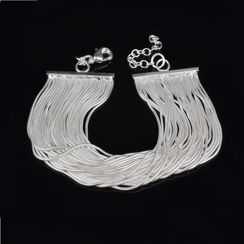 with tracking number Top Sale 925 Silver Bracelet Snake bone row chains Bracelet Silver Jewelry cheap 1596