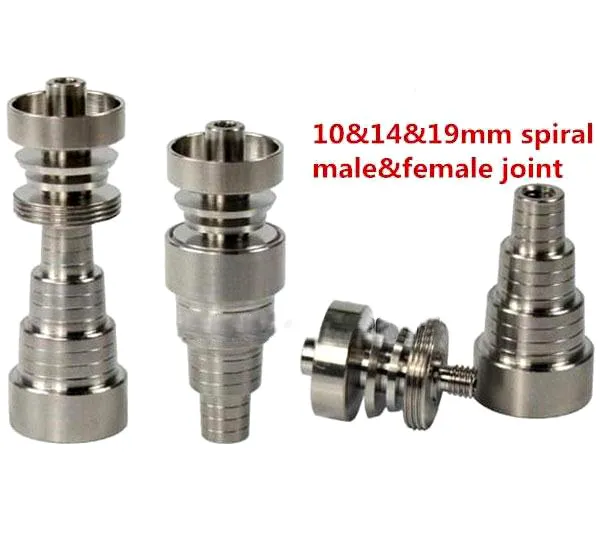 GR2 Titanium Pregos 6em1 4em1 2em1 Com 10mm14mm19mm Juntas Domeless Titanim Prego Para Bongos De Vidro Tubulação De Água Acessórios Fumar DHL