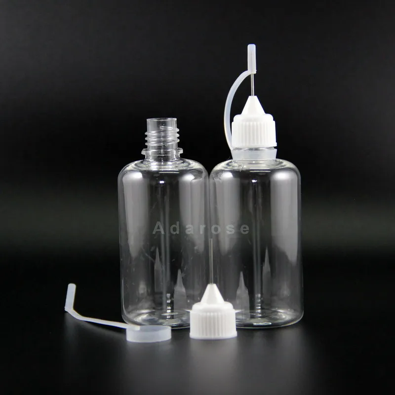 50 ml 100st Pet Droper Bottle Metal Needle Tip Needle Cap High Transparent Droper Bottles Squeezable Bottle Vapor