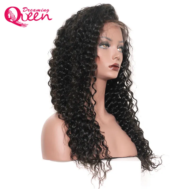 Onda Profunda Brasileira 100% Humano Virgem Cabelo Natural Color Preto Completa Perucas de Lace Glueless para mulheres negras Perucas dianteiras de renda com cabelo do bebê