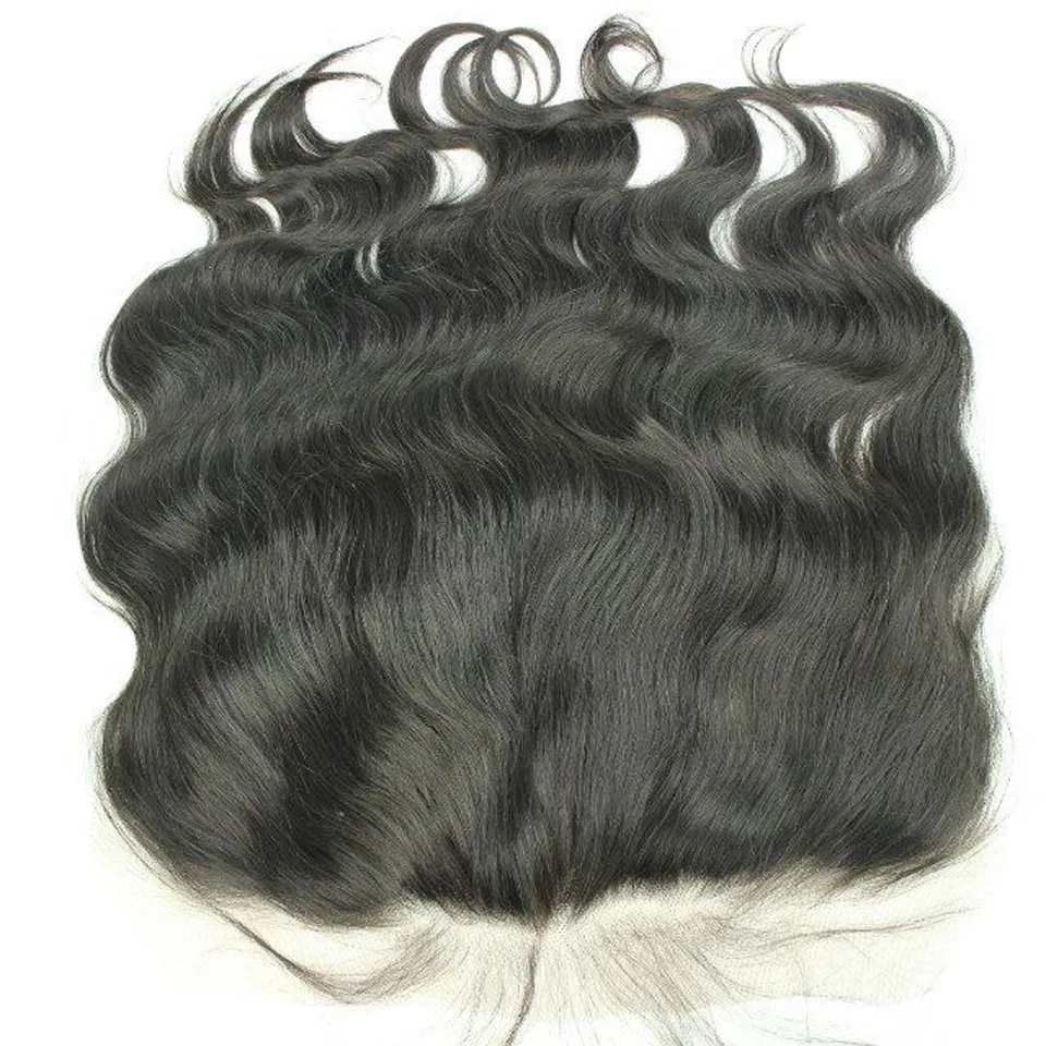 13X6 Chiusura frontale in pizzo trasparente Body Wave Capelli umani non trattati con nodi sbiancati