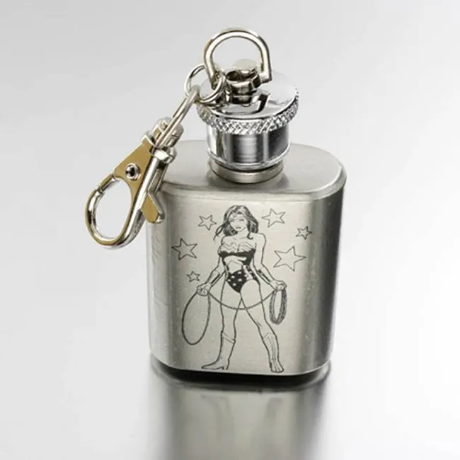 FREE Personalised Engraved 1oz Stainless Steel Hip Flask Keyring 