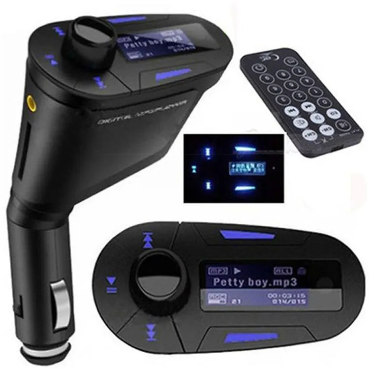 Новый автомобильный комплект MP3-плеер Беспроводной FM-передатчик Модулятор WMA Беспроводной USB SD MMC LCD с дистанционным синим / красным светом