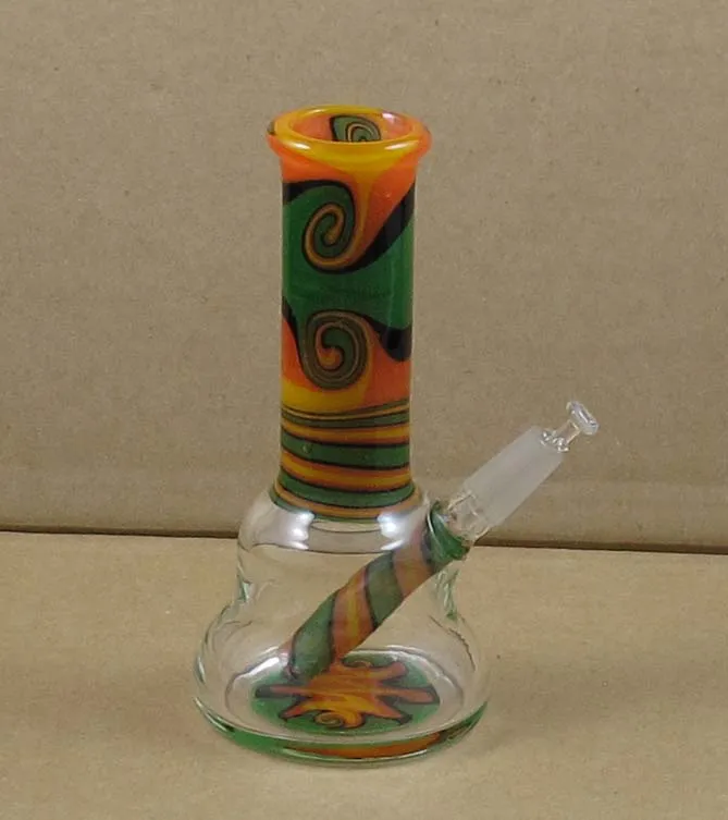 4 tums glas MINI DAB BONG RASTA Färgad oljeplattform W-AX WK-023 Fog 10mm