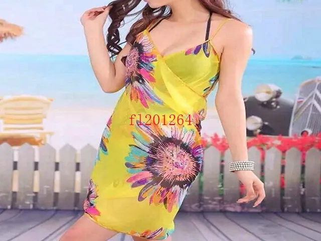 100 pçs / lote Frete Grátis Mulheres Chiffon Envoltório Verão Cover Up Desgaste da Praia Pareo Vestido Toalha Swimwear Saias