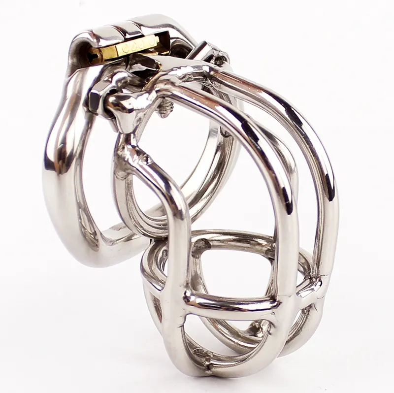 Stainless Steel Small Male Chastity Device 55mm length Curve Chastity Cage Spike Ring Metal Penis Lock BDSM Sex Toys For Men