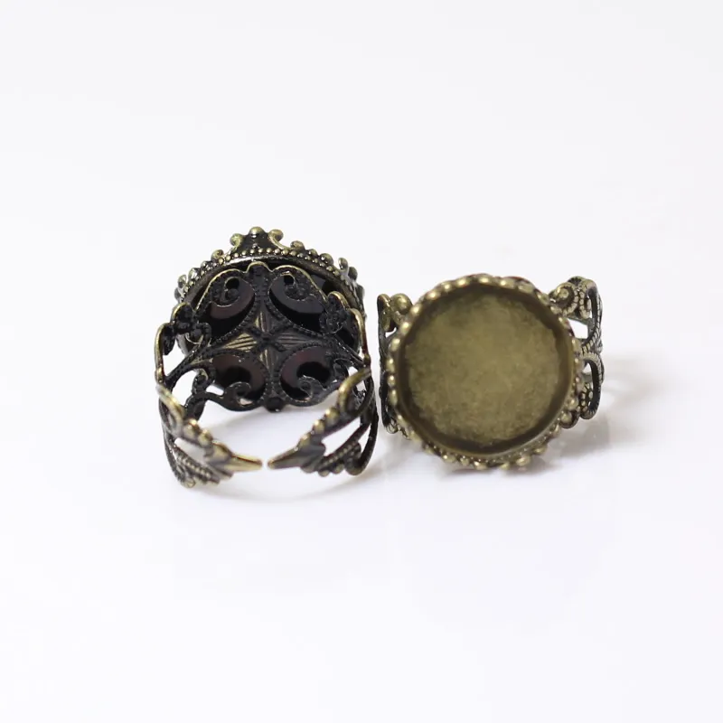 Beadsnice ring base blank findings brass filigree finger ring base cameo setting cabochon setting ID 10124