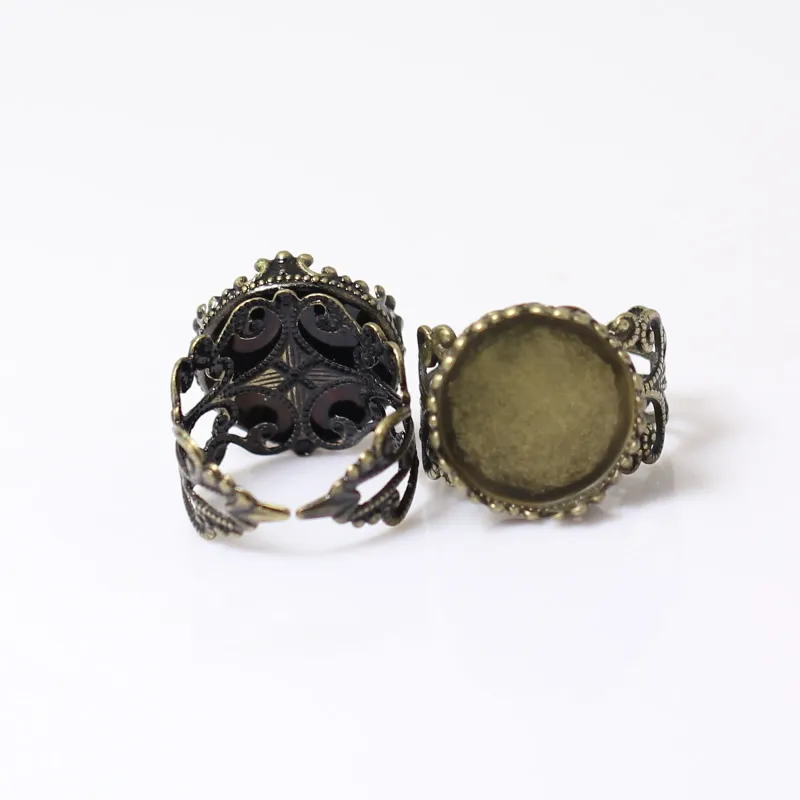 Beadsnice Ring Base Blank Findings Brass Filigree Finger Ring Base Cameo Setting Cabochon Inställning ID 10124