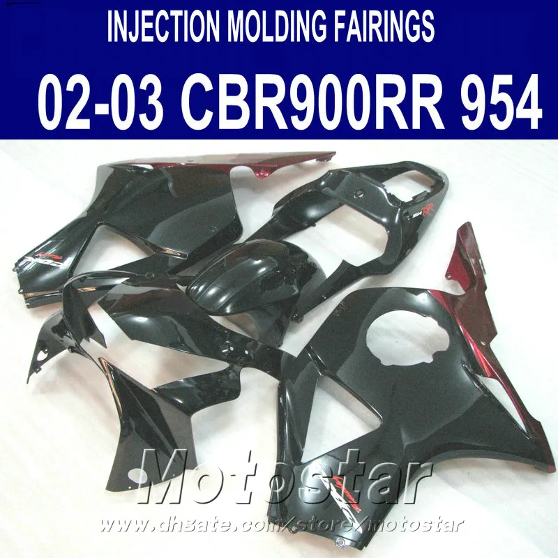 Injektionsgjutning för Honda CBR900RR Fairings 954 2002 2003 Röd svart CBR900 954RR ABS Fairing Kit CBR954 02 03 YR13