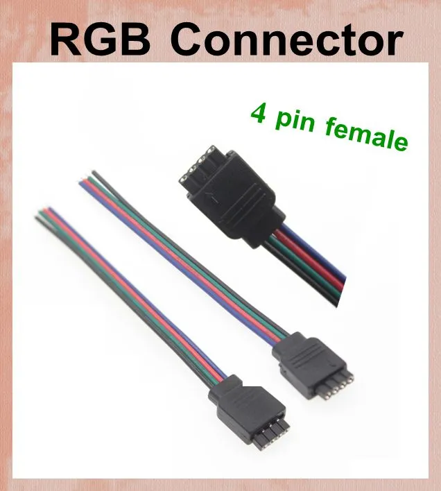 4-pin güç Hattı Konektörü 3528 5050 RGB Led Şerit Işık Için 4 pin mini jack adaptörü kadın kablolu kablo kontaktör dhl ücretsiz kargo DT023