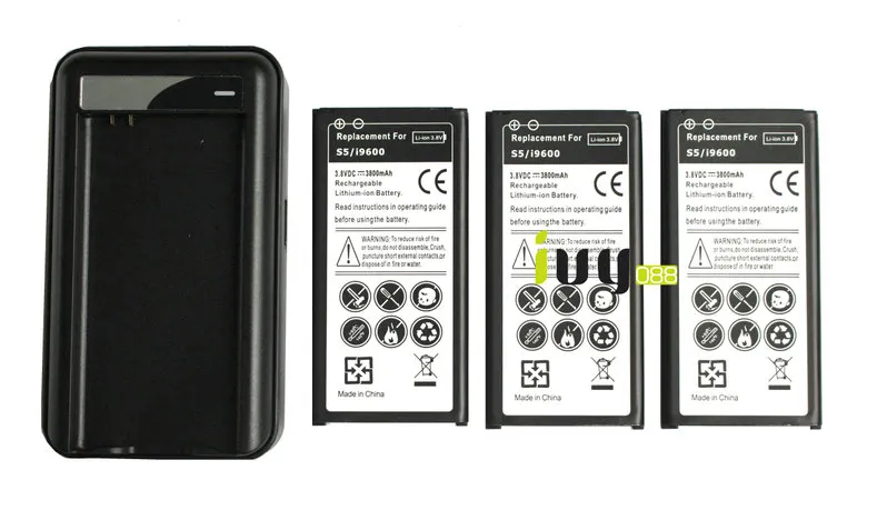 3PCS 3800MAH EB-BG900BBC / BBE Byte Batteri + USB-laddare för Samsung Galaxy S5 sv I9600 G900A G900P G900R4 G900T G900V G860