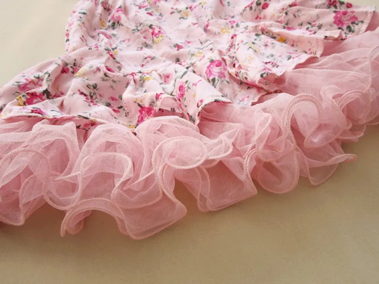 baby meisje kinderen vintage bloem tutu jurk bloemen tutu jurk pettiskirt tule rok kanten jurk tube jurk ballet jurk prinses roze9564064