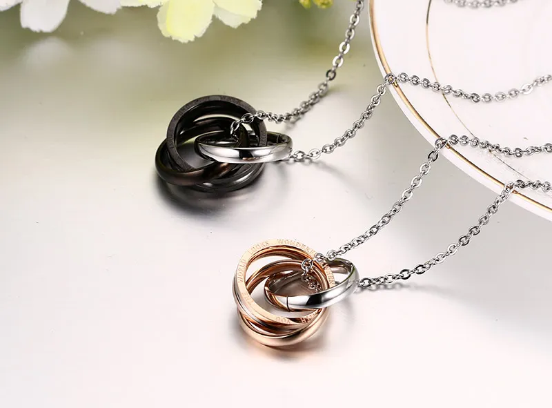 Hotsale Exquisite Romantische One Paar Paar Liefhebbers Zoete Gift Jewerly Rvs Zwart Rose Gold Fashion Necklace Hanger