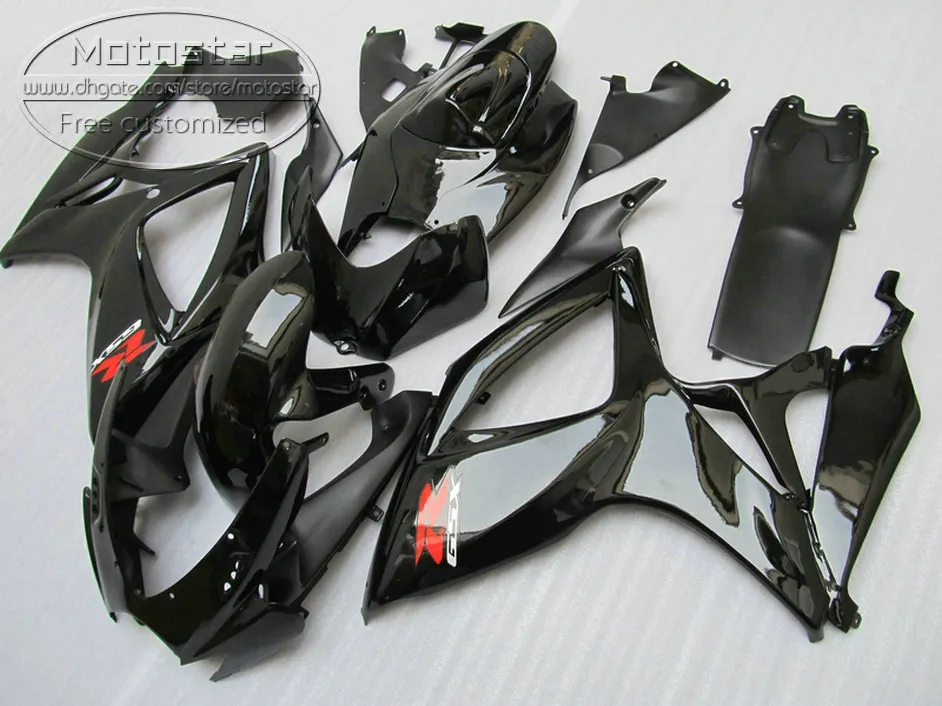 Kit carenatura in plastica Freeship SUZUKI GSXR 600 GSXR 750 06 07 Kdi carenature nere lucide GSX-R600 / 750 2006 2007 V39F