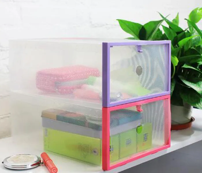 2016 Nowe Plastikowe Przezroczyste Szuflad Case Case Shoe Storage Organizer Stackable Box Storage Box Bins Free Shipping