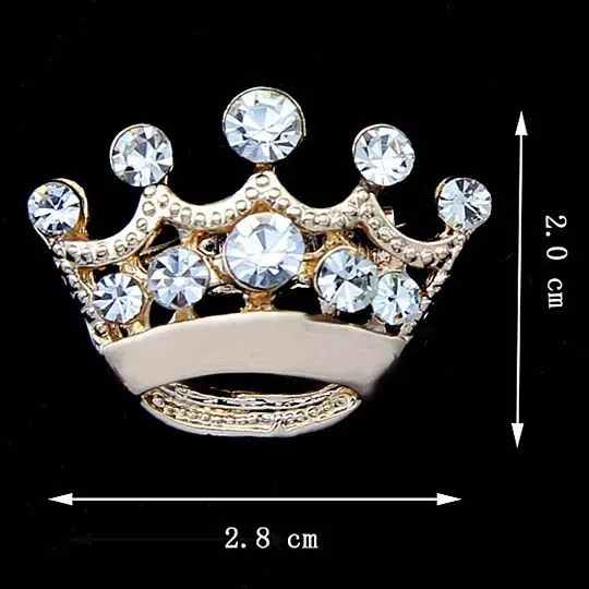 Impressionante cristal moda liga de ouro pequeno broche de coroa venda quente pinos de bolo broches decoração requintada jóias de casamento pinos