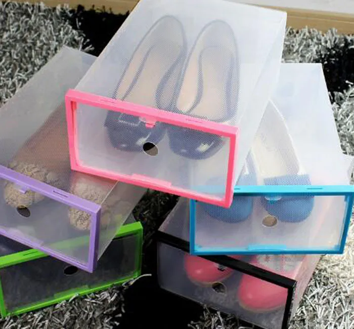 2016 New Plastic Transparent Drawer Case Shoe Storage Organizer Stackable Box Storage Boxes & Bins 