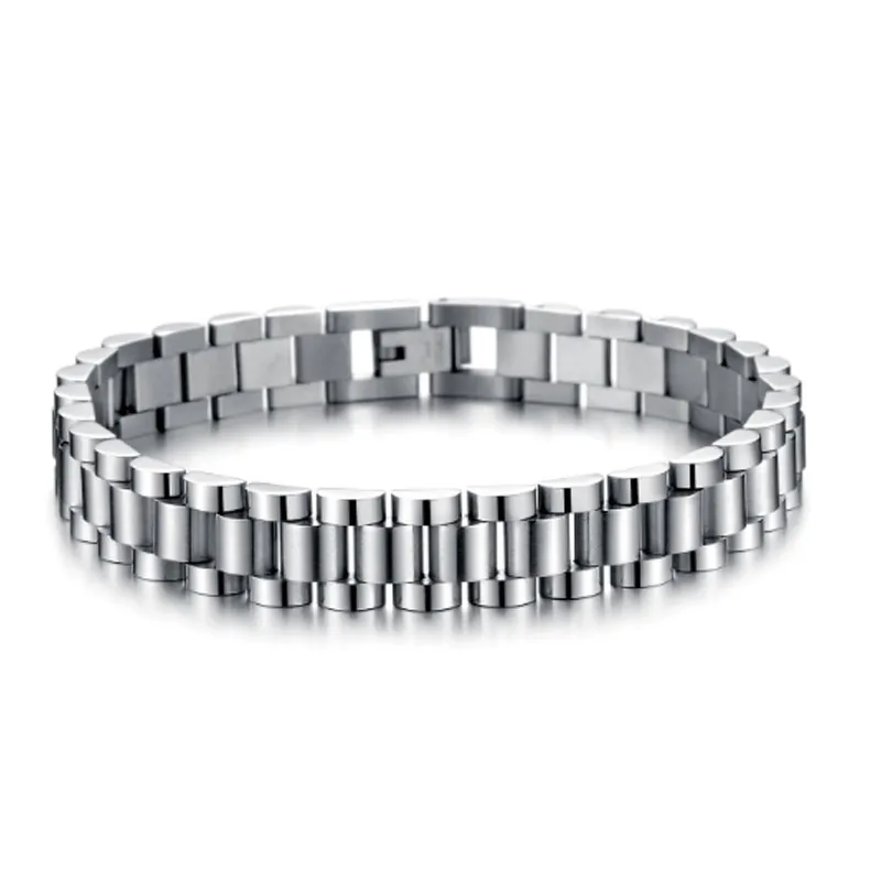 Whos-hommes Cool 10mm 21CM argent 316L bracelet de montre en acier inoxydable Bracelets longueur réglable hommes bracelet bijoux cadeaux 272u