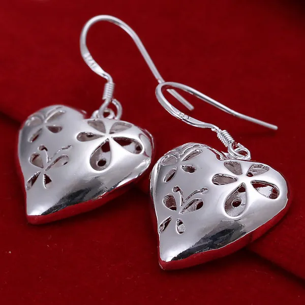 Nuovissimo argento sterling Orecchini cuore storto vuoto DFMSE217, orecchini pendenti in argento 925 da donna 10 paia molto fabbrica