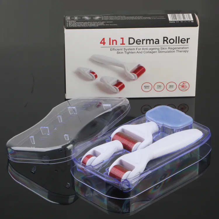 4 w 1 Walce Micalonedle Drs Derma Roller z 3 głowicą (1200 + 720 + 300 igieł) Zestaw rolkowy Derma do usuwania trądziku