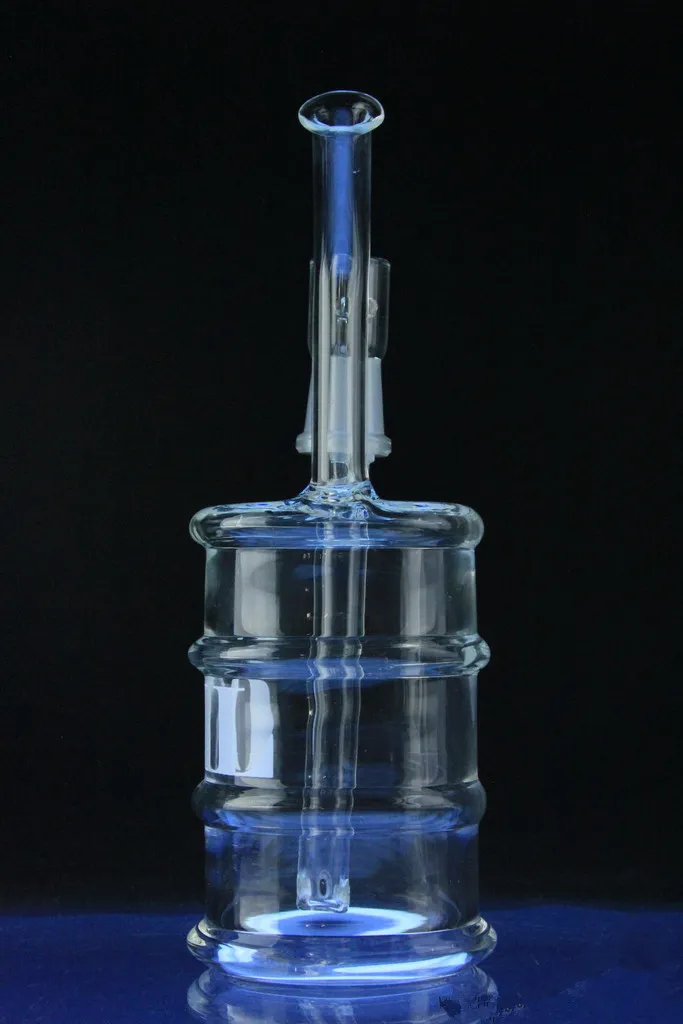 2015 Mini Rigolja Drum Rigglas Bong Oil Rig Rewcle Glass Vattenrör med 14 mm Man Joint Glass Rökning Rör
