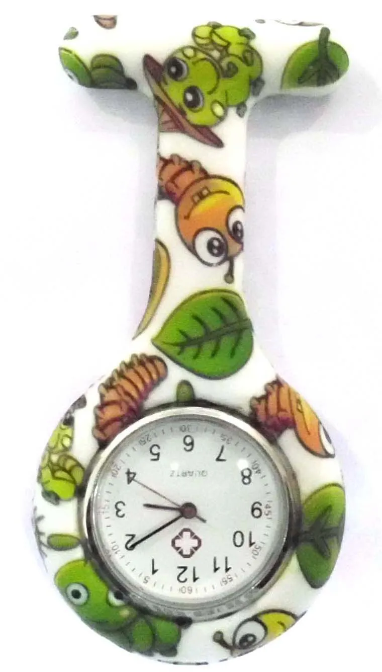 Hurtownie 50 sztuk / partia Mix Nowy Pielęgniarka Watch Broszki Silikonowe Leopard Tunika Baterie Pielęgniarka Oglądaj NW001