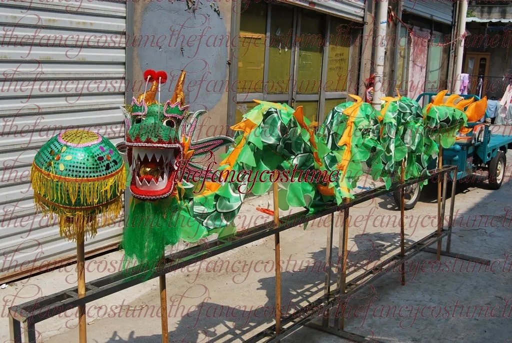 5.5m 6 Kindermascotte Kostuum Silk Chinese Dragon Drage Puppet Traditionele cultuur Folk Festival Viering