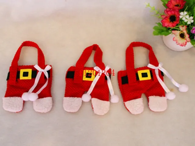 Fedex DHL Wholesale Christmas Decorations Happy Santa Silverware Holders Pockets Dinner Decor
