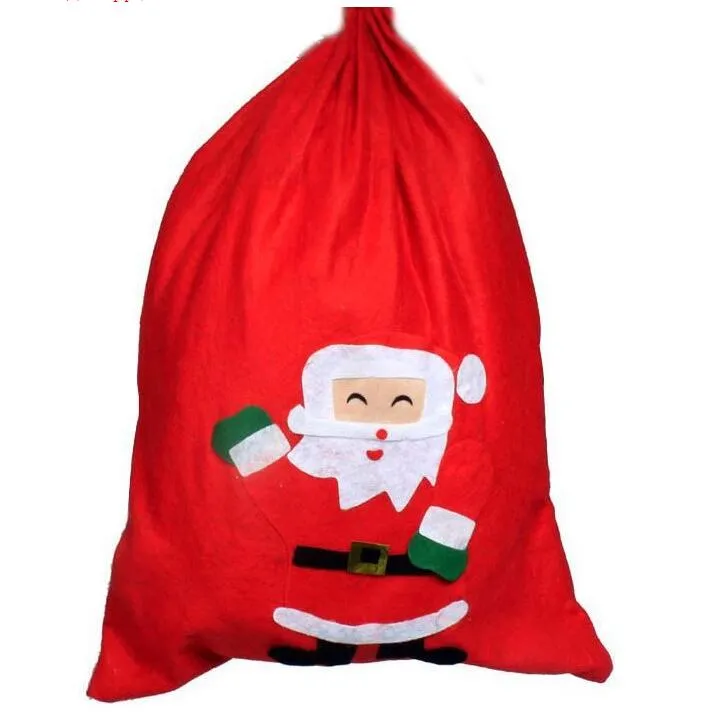 Calze natalizie in tela di grandi dimensioni Borsa ROSSA con cordoncino monogrammabile di Babbo Natale, regali di Natale monogrammabili Sacchetti regalo di caramelle CB009