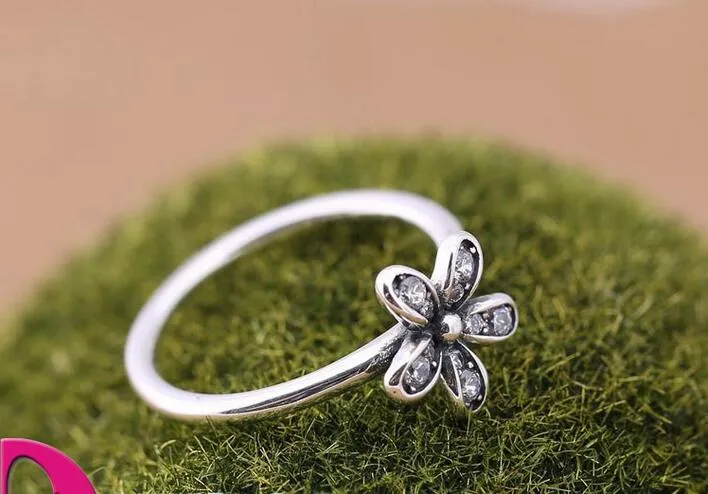 Silver Rring With Cubic Zirconia Authentic 925 sterling silver rings chrysanthemum Fit for pandora charms jewelry women DIY Fingers Ring