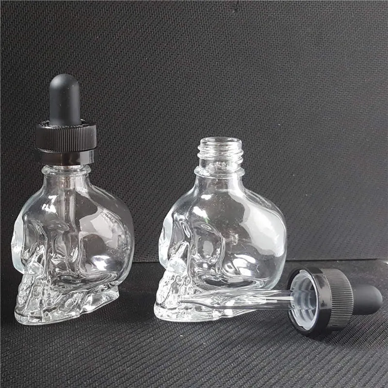 Bottiglie di cranio di vetro 30 ml di succo di vaporiutico flacone da contagocce trasparente 30 ml con tappi bambini il profumo di oli essenziali liquidi ecig ecig ecig