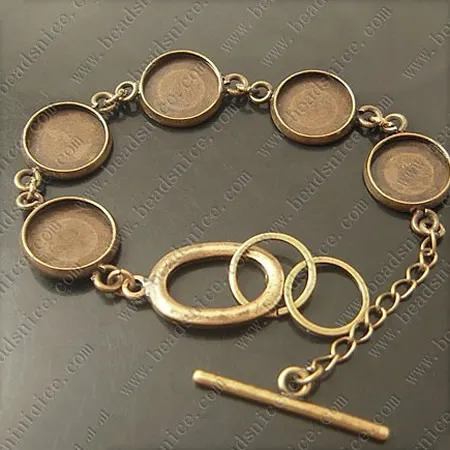 Composants de bracelets Beadsnice Conclusions de bracelets en laiton Bracelets vides avec une base ronde en camée de 25 mm pour votre ID de conception à la main 12148