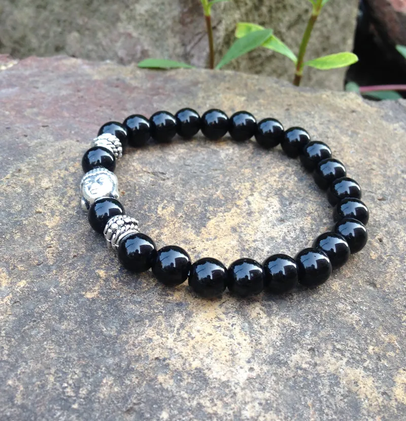 SN0369 2015 Nieuwe Natuursteen Armband Mannen Antieke Zilveren Boeddha Armband DIY Charms Mala Yoga Sieraden