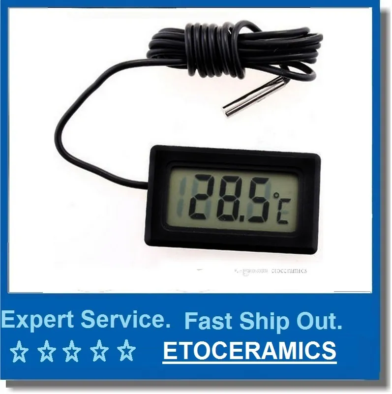 Mini Termometer Liten Digital LCD Combo Sensor Wired Aquarium Thermometer Frys Termometer -50 ~ 110C Controller GT Svart