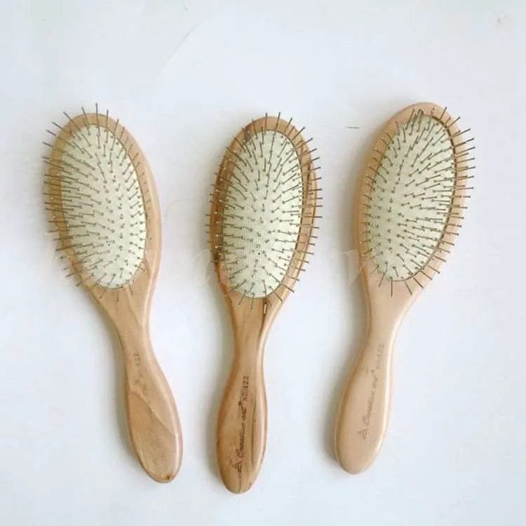 Hair Extensions Brush Kam Houten Handvat Massage met Metalen Pins Bericht Wit Luchtkussen Hot Koop