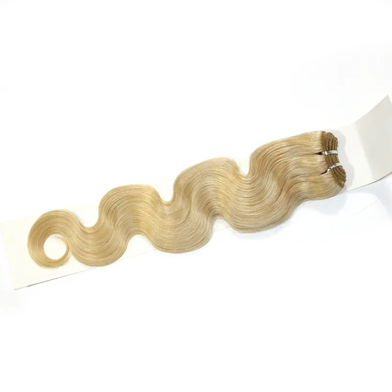 100 Human Hair Extensions Body Wave Brazilian Hair Wief # 1B Zwart # 18 Bruin # 27 Blonde Zacht Menselijk Haar Weave