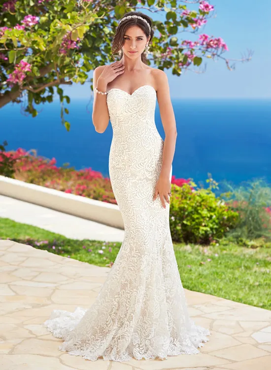 women's sweetheart full lace beach wedding dress mermaid bridal gown Plus Size Sweetheart Mermaid Wedding Dress Lace Bridal Gown Tulle Lux Bridal Company