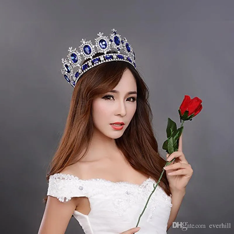 Western Style Kırmızı Dimand Kristal Kafa Takı Prenses Kraliçe Düğün Partisi Saç Accessoradwear Barok Bridal Crown Tiaras ve Cro314Q