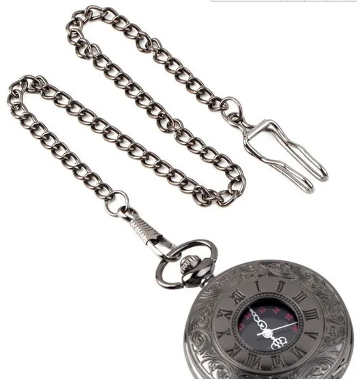 Partihandel 100st / Black Classic Roman Pocket Watch Vintage Pocket Watch Män Kvinnor Antika Modeller Tuo Table Watch PW026