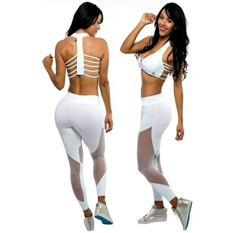 Sexy Mesh Patchwork Leggings sportivi Abbigliamento fitness da donna Pantaloni da palestra neri Abbigliamento sportivo Pantaloni da yoga Collant da corsa