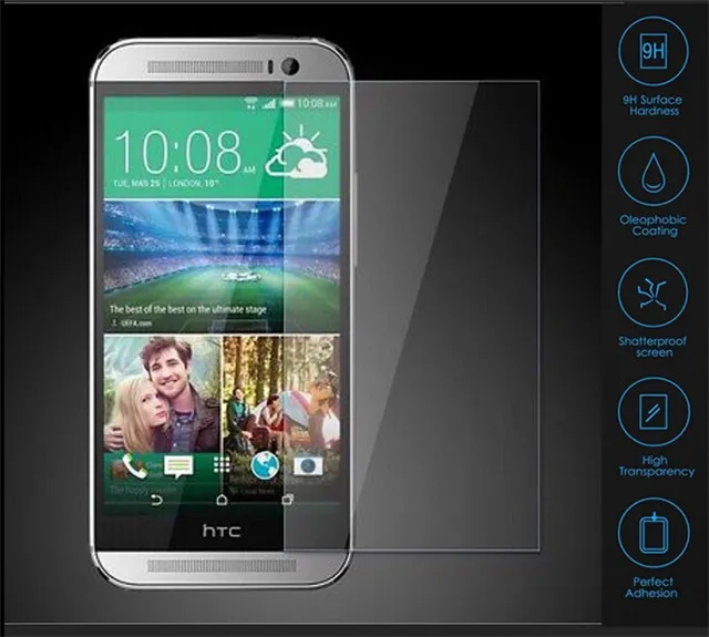 ل htc 0.26 ملليمتر 9 h 2.5d صلابة الزجاج المقسى حامي الشاشة فيلم غطاء الحرس ل htc one m7 m8 m9 m9 زائد e8 e9 e9 زائد شحن مجاني