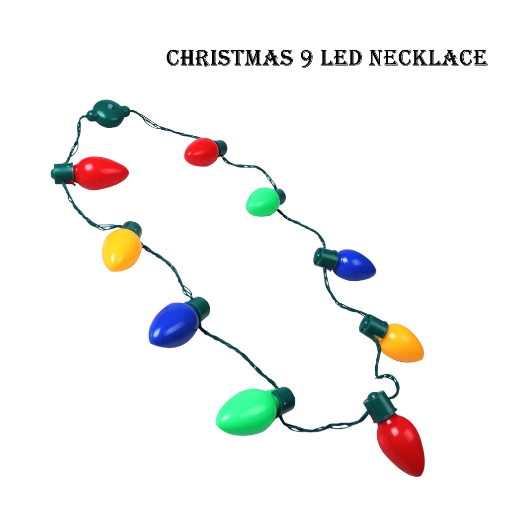 Xmas Light Up LED Collana 3 lampadine lampeggianti stringa ornamento natalizio decorazione regalo bambini o adulti bomboniere