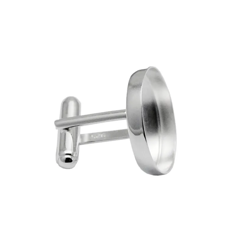 Beadsnice Solid Silver Manschettknappar 20mm Round Bezel Tray Blanks DIY Manschettknapp Findings Bröllopsfest Gåvor för män ID 33624