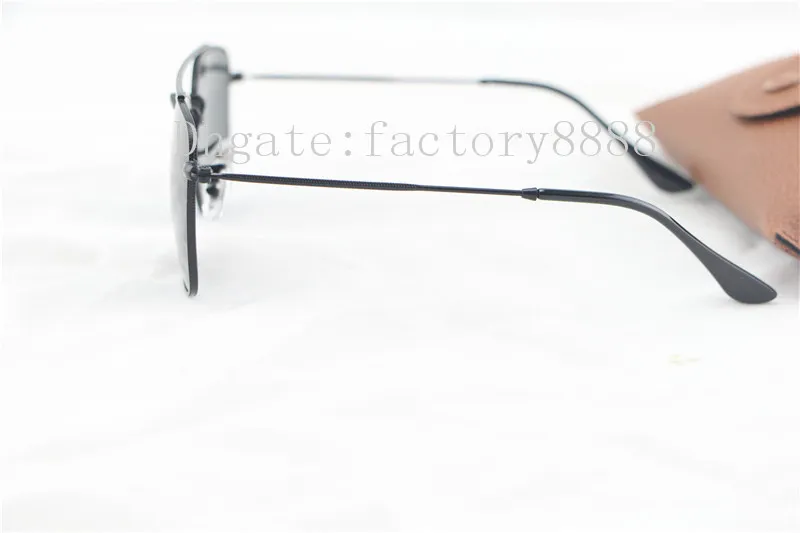 Nouvelle arrivée 3557 Brand Designer Black Sunglasses For Man Femmes Metal Frame Glass Lenses 54 mm Square Gafas de Sol avec Box7130525 d'origine