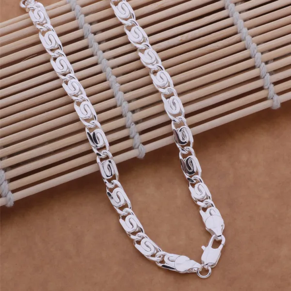 Högkvalitativ 925 Sterling Silver Plated Chain Halsband 6mmx20inches Cool Design Mäns Mode Smycken Gratis frakt