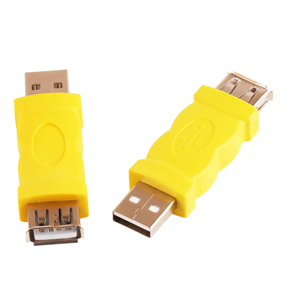 موصل USB اللون الأصفر USB مقبس أنثى إلى جاك محول USB 2.0 AF إلى AM محول M إلى M محول