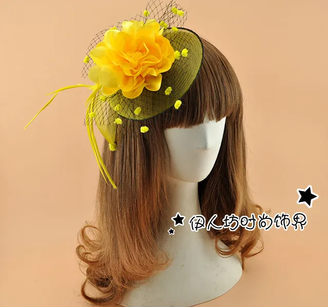 17 Kleuren Schattig Meisje Tovenaar Bruidshoeden Veer Bloemen Hoofddeksel Bruiloft Haaraccessoires Cocktail Party Hoofddeksels Factor1381278