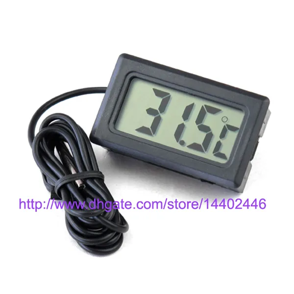 300 stks Digitale LCD-scherm Thermometer Koelkast Koelkast Vriezer Aquarium Aquarium Tanktemperatuur -50 ~ 110C GT Zwart Wit Kleur