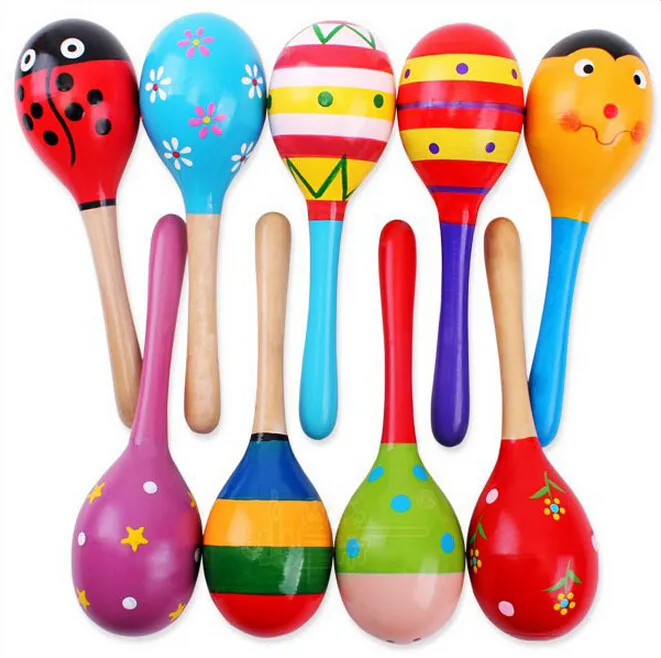 Färgglada Baby Toy Trä Maracas Egg Shakers Musical Toy Baby Rattle Early Educational Toy Hand Trainning Bästa Kid Leksaker Gratis Frakt