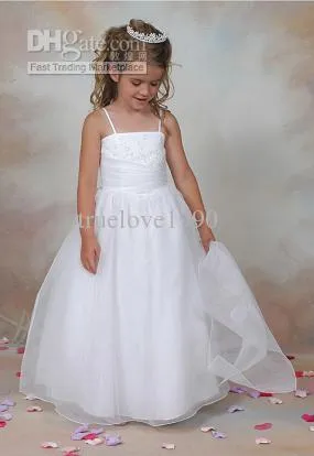 Urocze białe paski Kwiat Girl Dress Girls 'Dresses Sukienki Urodziny / Wakacje Suknie Custom SZ 2-14 F423012